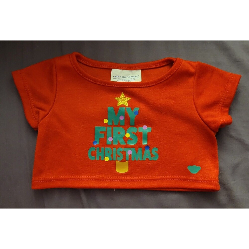 Build-A-Bear "My First Christmas" Red T-Shirt Authentic BAB Clothing